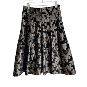 Gracia Olive Green and Brown Appliqué Skirt Size Small